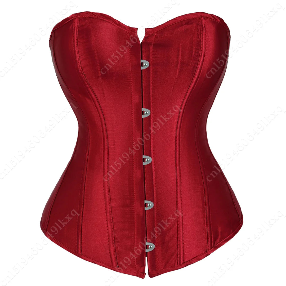 Bustier Corset Tops for Women Overbust Satin Sexy Lace Up Corset Gold Gothic Corset and Bustiers